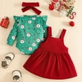 thumbnail image 5 of CAICJ98 Baby First Christmas Outfit Girl Ruffle Long Sleeve Santa Claus Romper Suspender Skirts Set Infant Fall Winter Clothes (Wine,0-3 Months), 5 of 7