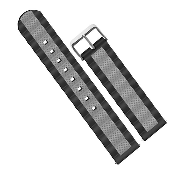 BESTYASH Black and Gray Rubber Watch Band Strap Compatible with Multiple Watches, 1 Piece Replacement