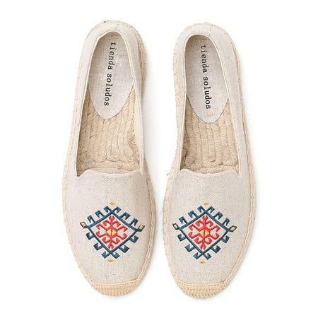 

2022 Round Toe Espadrilles Shoes Flat Ladies Fashion Comfortable Womens Casual 2021real Rushed Hemp Zapatillas Mujer Sapatos