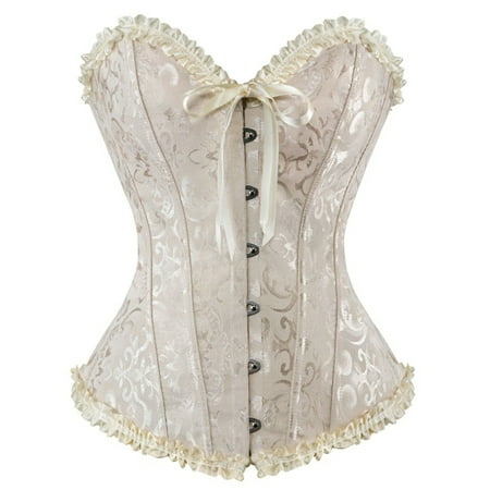 

Nokpsedcb Women Corset Floral Lace up Corset Satin Bustier Bodyshaper Trim Tops