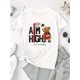 thumbnail image 4 of [Everyday Comfort] Women's "AM/GH" Basketball Bear Graphic T-Shirt - Casual Round Neck, Short Sleeve, Comfortable Polyester Blend, Perfect for Summer Sports and Holiday Wear, Casual Summer Wear | Tre, 4 of 8