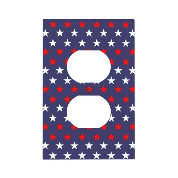 DouZhe 1-Gang Duplex Outlet Cover, Usa America Stars Decorative Wall Plates