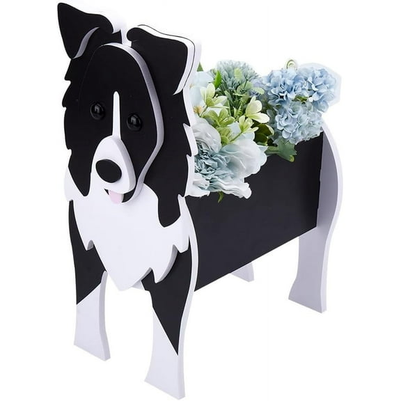 Border Collie Dog Planter Plant Pots Pet Animal Shaped Planter Pots Flower Garden Planter Pot Plant Storage Container PVC