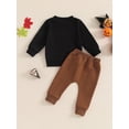 thumbnail image 6 of Aojekbee Baby Boys Pants Set, Long Sleeve Crew Neck Letters Print Sweatshirt with Elastic Waist Sweatpants Halloween Clothes, 6 of 10