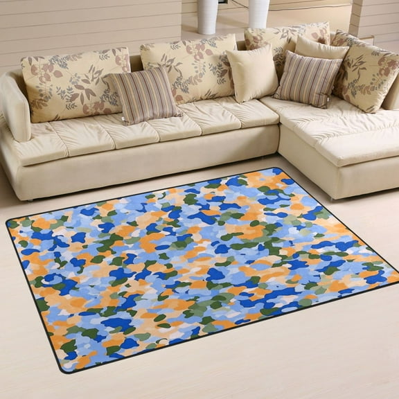 Colorful Camouflage Pattern Soft Polyester Area Rug 31''x20'', Non Slip, Memory Foam, Water Absorbent