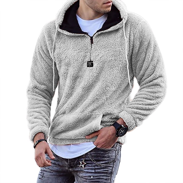 Sudadera Con Capucha De Manga Larga Para Hombre Escote Suelto Cremallera Color Puro Sudadera Con Capucha Agradable Para La Piel Masculina De Moda Gris Claro S
