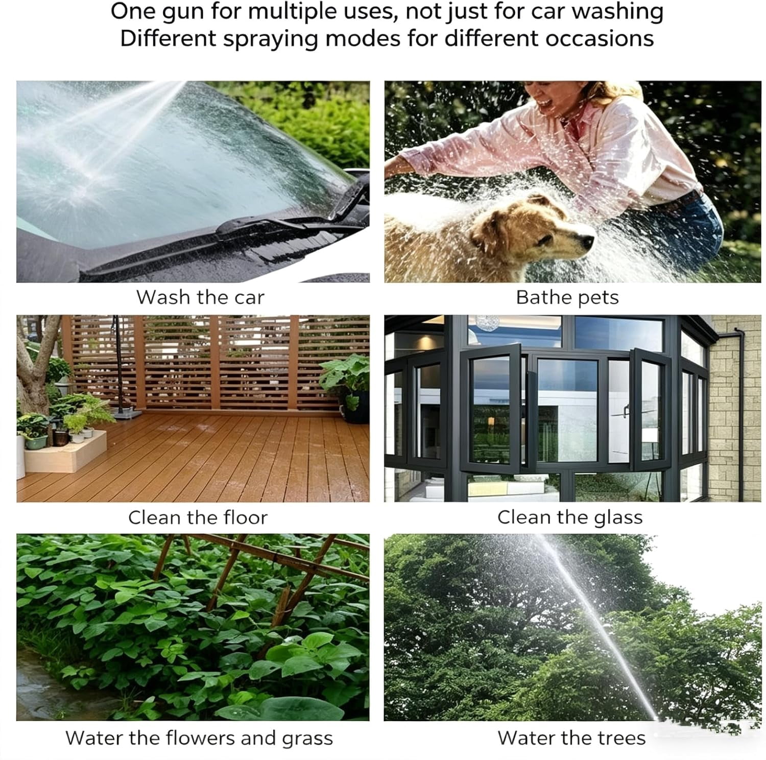 Jet Nozzle Power Washer for Garden Hose with Adjustable Spray Modes and Stainless Steel Construction for Car and Patio Cleaning