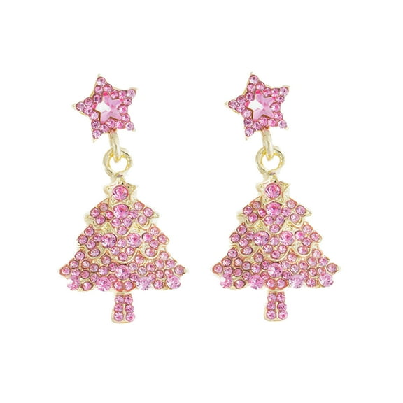 Christmas Themed Star Earrings Lightweight Alloy with Crystal Accent Perfect for Gifting and Holiday Festivities