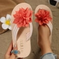 thumbnail image 2 of Wensltd Women Flower Flip Flops Lightweight Beach Sandals Daily Casual Soft Sole Sandals Orange, 2 of 9