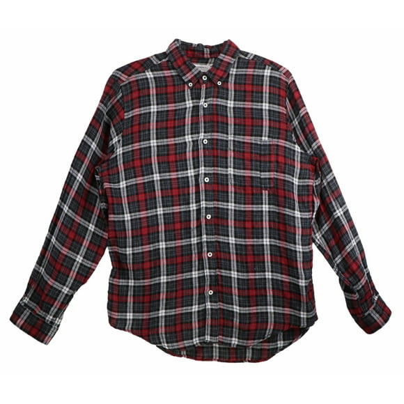 Presidents Men's Red / Black White Tartan Button Down Shirt Casual Button-Down - XL