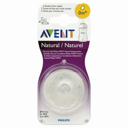 Philips Avent Natural Newborn Nipple for Avent Natural Bottles, 0 Month+, 2-Pack, BPA-Free
