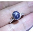 thumbnail image 3 of thejewelryart Natural Blue Star Sapphire Ring Sterling Silver Jewelry Stunning Oval-Cut Gem Perfect for Engagements, Anniversaries Black Vermeil 6.5, 3 of 5