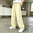 thumbnail image 2 of Afuyipoi Boys Girls Casual Pants Size 1-17 Elastic Waist Drawstring Wide Leg with Pockets Solid Color Everyday Playwear Trousers Yellow Size 2T, 2 of 9