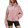 thumbnail image 6 of Enjoytime Fleece Jacket Women Lapel Long Sleeve Full Zip Up Short Coat Casual Warm Cozy Fall Winter Outwear with Pockets, 6 of 8