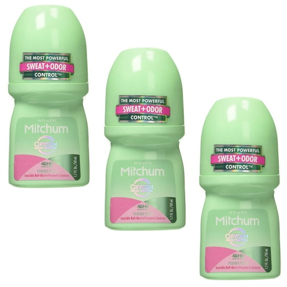 (3 Pack) Mitchum for Women Roll On, Anti-Perspirant And Deodorant, Powder Fresh, 1.7 Oz