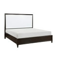 thumbnail image 2 of Modern Style 5pc Bedroom King Bed Dresser Mirror Nightstand Chest Set White and Cherry Finish w Gold Trim Wooden Furniture, 2 of 7