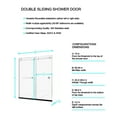 thumbnail image 2 of Yoneston 55-59"W x 72"H Frameless Double Sliding Shower Door, 304 Stainless Steel 5/16" (8mm) Thick Tempered Clear Glass with Round Handle - Brushed Gold, 2 of 4