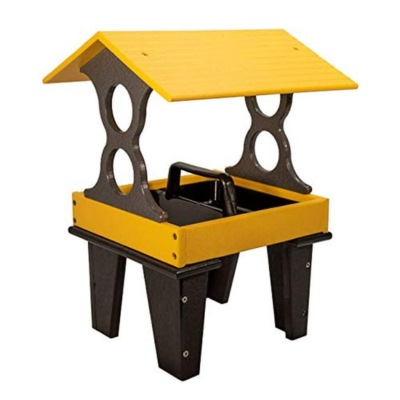 JCs Wildlife Ground Fly Thru Bird Feeder (Medium, Yellow and Gray)