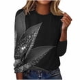 thumbnail image 4 of jjayotai Plus Size Womens Long Sleeve Shirts Round Neck Floral Printed Basic Tees Classic Fitted Tunic Tops Casual Fashion Dressy Clothes, 4 of 6