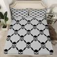 thumbnail image 2 of jejeloiu Halloween Skull Skeleton Twin Sheet Sets,Gothic Theme Twin Fitted Sheet,Gray Black Flat Sheet,Super Cozy Room Decoration,3-Piece, 2 of 7