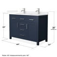 thumbnail image 4 of Beckett 48" Dark Blue Double Vanity & White Quartz Top (1-Hole) & Nickel Trim, 4 of 5