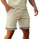 thumbnail image 4 of Conjunto Corto de Hombres, Moda Casual Color Sólido Manga Corta Cordón de Solapa Elástico Conjunto de Cintura, 4 of 9