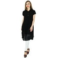 thumbnail image 6 of Bimba Women Black Georgette Tunic Short Kurta Kurti Casual Blouse Summer Wear, 6 of 7