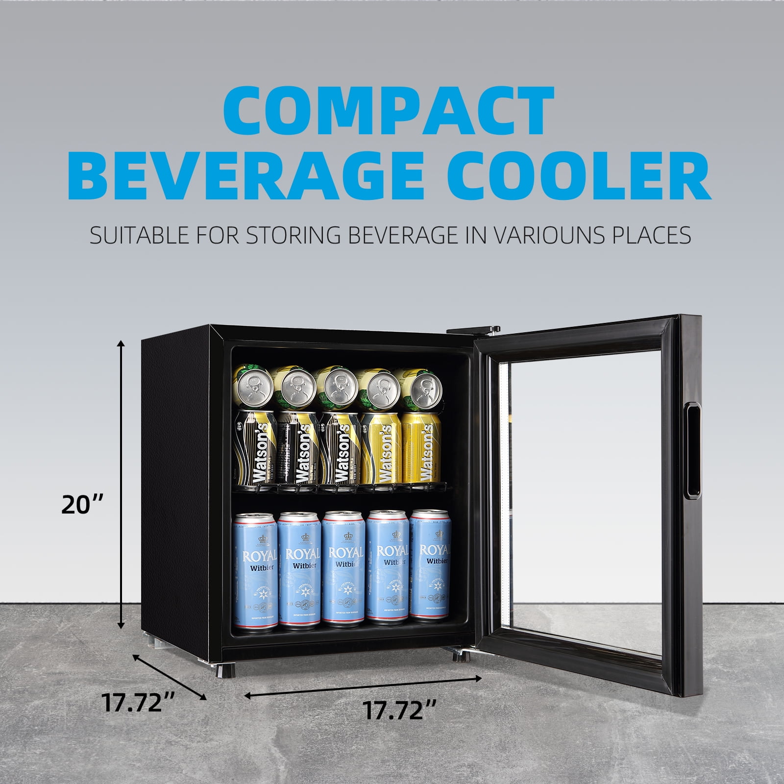 TACOOL 50Cans Mini Beverage Refrigerator Cooler, Mini Fridge with Glass Door 7 Temperature Setting for Home/Bar/Office