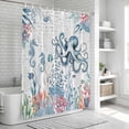 thumbnail image 5 of Octopus Coastal Shower Curtain Set - Long 72" x 84" Washable Bathtub Curtain with 12 Hooks, Beach Nautical Ocean Coral Seahorse Vintage Waterproof Fabric Shower Curtains for Bathroom/Bathtub Décor, 5 of 6