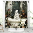 thumbnail image 2 of Specialoffer！Halloween Shower Curtain Set Shower Curtain Pumpkin Shower Curtain Set With Non Slip Rugs Toilet Lid Cover And Bath Mat Shower Curtain Liner With Magnets, 2 of 9