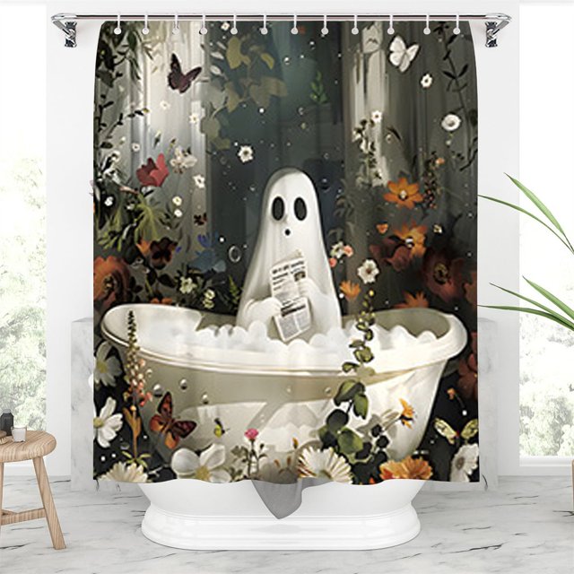 Halloween Shower Curtain Set Shower Curtain Pumpkin Shower Curtain Set With Non Slip Rugs Toilet Lid Cover And Bath Mat