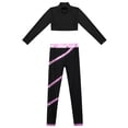 thumbnail image 3 of JanJean Kids Girls Dance Sports Tracksuit Long Sleeve Mock Neck Crop Top with Skating Pants Gymnastic Pink 10, 3 of 5