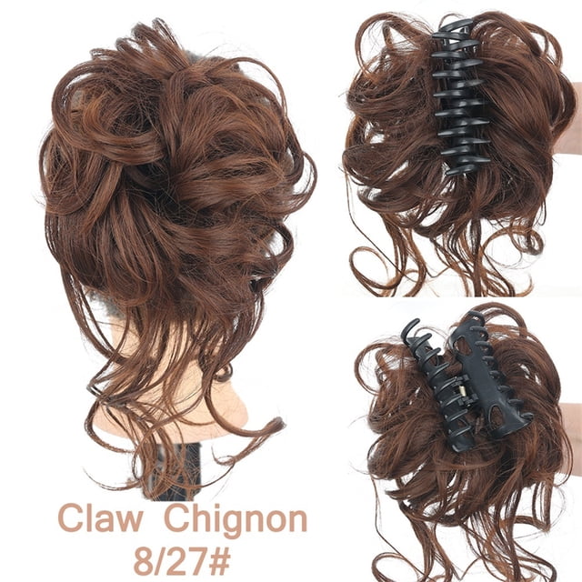 Clip à Griffes Chignon Désordonné Pièce de Cheveux Ondulée Bouclée Chignon Décoiffé Extensions de Cheveux Synthétiques
