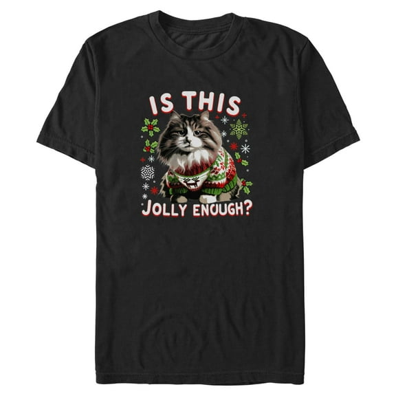 Mens Lost Gods Is This Jolly Enough Sweater Cat T Shirt