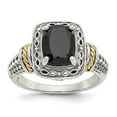 thumbnail image 4 of Sterling Silver Two Tone Silver And Gold Plated Sterling Silver w/Onyx Ring Size 6, 4 of 6