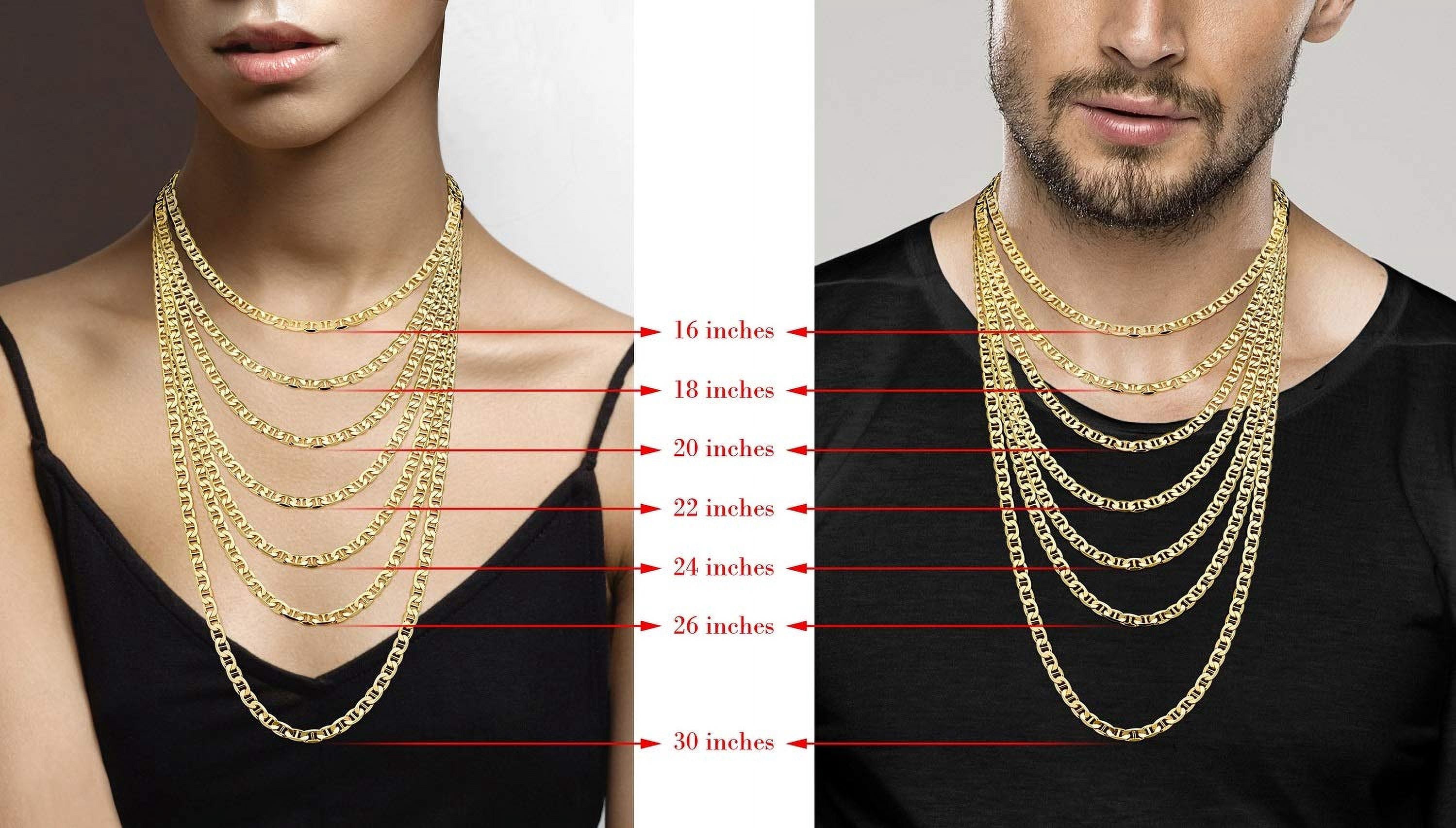 Miabella Italian Solid 18K Gold Over Sterling Silver Italian 3mm, 4mm, 6mm Diamond-Cut Flat Mariner Link Chain Necklace for Women Men, 925 Italy (6mm, Length 24 Inches)