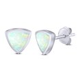 thumbnail image 2 of 7mm Triangle Stud Earring Lab Created White Opal Solid 925 Sterling Silver, 2 of 5