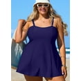 thumbnail image 6 of SHEWIN Plus Swim Dresses One Piece Bathing Suit for Woman Plus Size Tummy Control Full Coverage Swimsuit Navy Blue 4X, 6 of 9