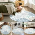 thumbnail image 6 of Blue Coral Coastal 5ft Round Rug, Summer Beach Shell Conch Ocean Non-Skid Rubber Backing Large Area Rugs - Living Room Bedroom Home Office, Indoor Floor Mat Carpets Washable Rug, 6 of 9