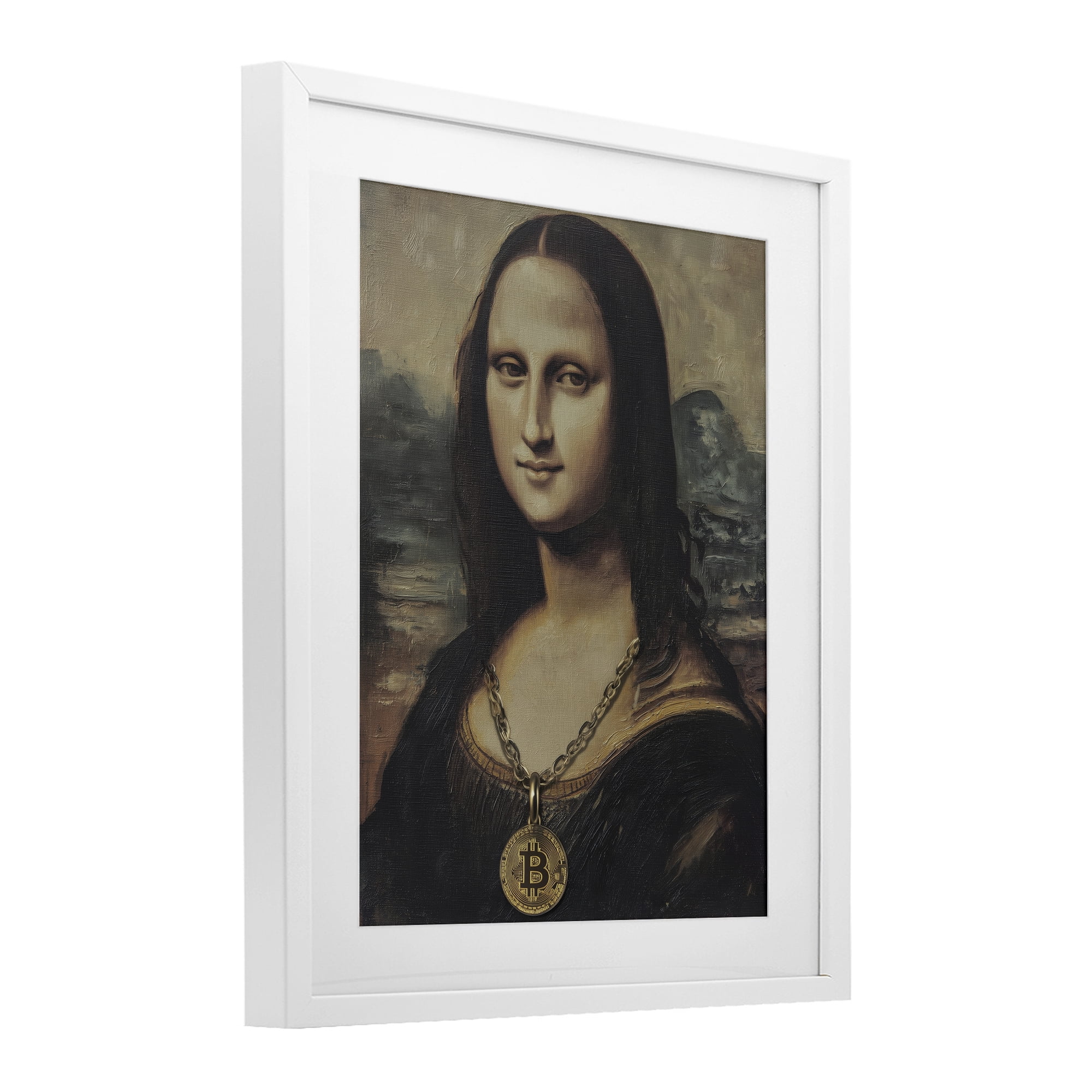 Stupell Industries Iconic Bitcoin Smile Classic White Framed Print Under Glass, design by Svetlana Aleynikova