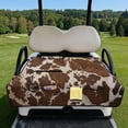 thumbnail image 2 of Whosucclay Brown Cow Print Pattern Foldable Golf Cart Seat Covers, 4 Convenient Pockets for Club Car EZGO Yamaha 2 Person Carts Portable, 2 of 9
