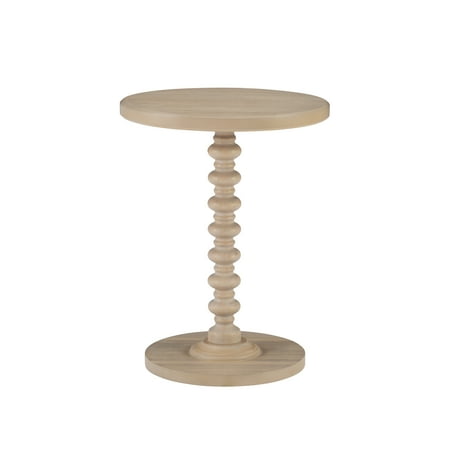 Powell Pesaro Round Pedestal Indoor Accent Side Table, 22.25" Tall, Natural