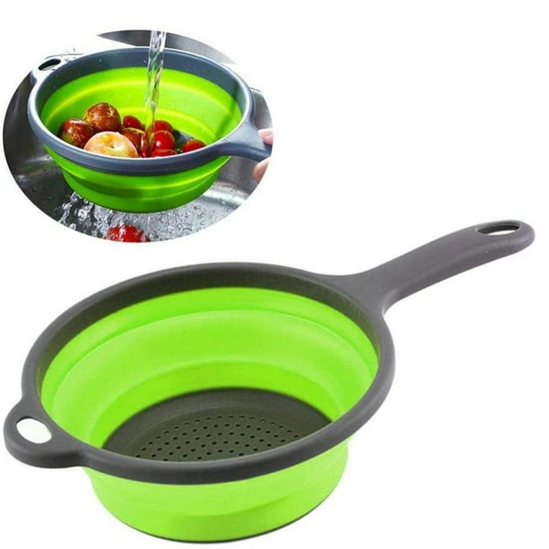 Silicone Colander Collapsible Food Strainer Basket with Handle Drain