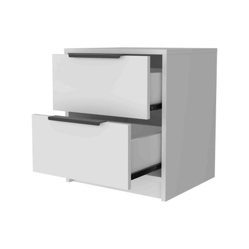 Dtwnek 2 Drawers Nightstand with Handle, Wood Beside Table for Living Room, Bedroom, Office