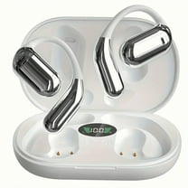 Open Ear Bluetooth 5.4 Headphones, Wireless Earbuds Sport Over Earphones Built-in Mic with Ear Hooks 50H Playtime Ear Buds LED Display Charging Case, Waterproof Design for Running Fitness, White