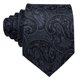 thumbnail image 5 of Conjunto de Corbata Barry.Wang Negro con Gemelos Tejidos de Seda y Pañuelo de Bolsillo, 5 of 7