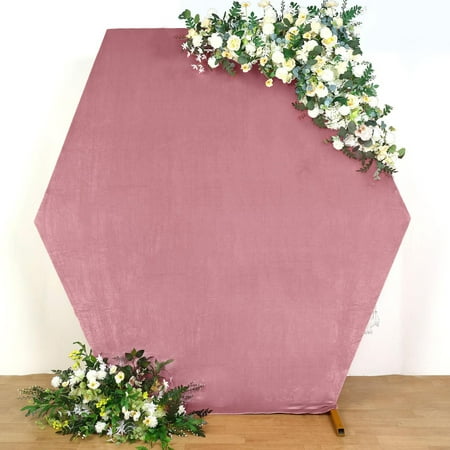 Efavormart 8ftx7ft Dusty Rose Soft Velvet Hexagon Backdrop Stand Cover Fitted Wedding Arch Cover - 2-Sided