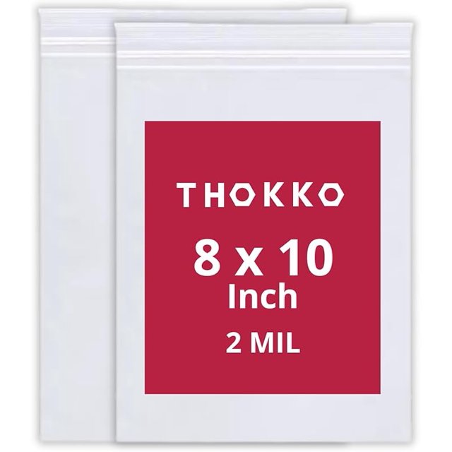 Clear Reclosable Bags, Single Track Zipper 2 Mil Thickness Zip Plastic Poly Bags (100) (8x10)
