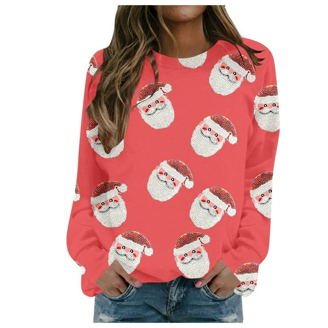 WEAIXIMIUNG Chandail en Molleton Personnalisé avec Image pour Femmes Automne et Hiver Décontracté Imprimé Bonhomme de Neige Flocon de Neige Imprimé de Noël Col Rond Manches Longues Sweat à Capuche