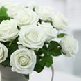 thumbnail image 5 of Zukuco 12 PCS Artificial Roses Flowers Silk Velvet Realistic Blossom Rose Long Stem Bouquets for Home Wedding Party Decoration(White), 5 of 6